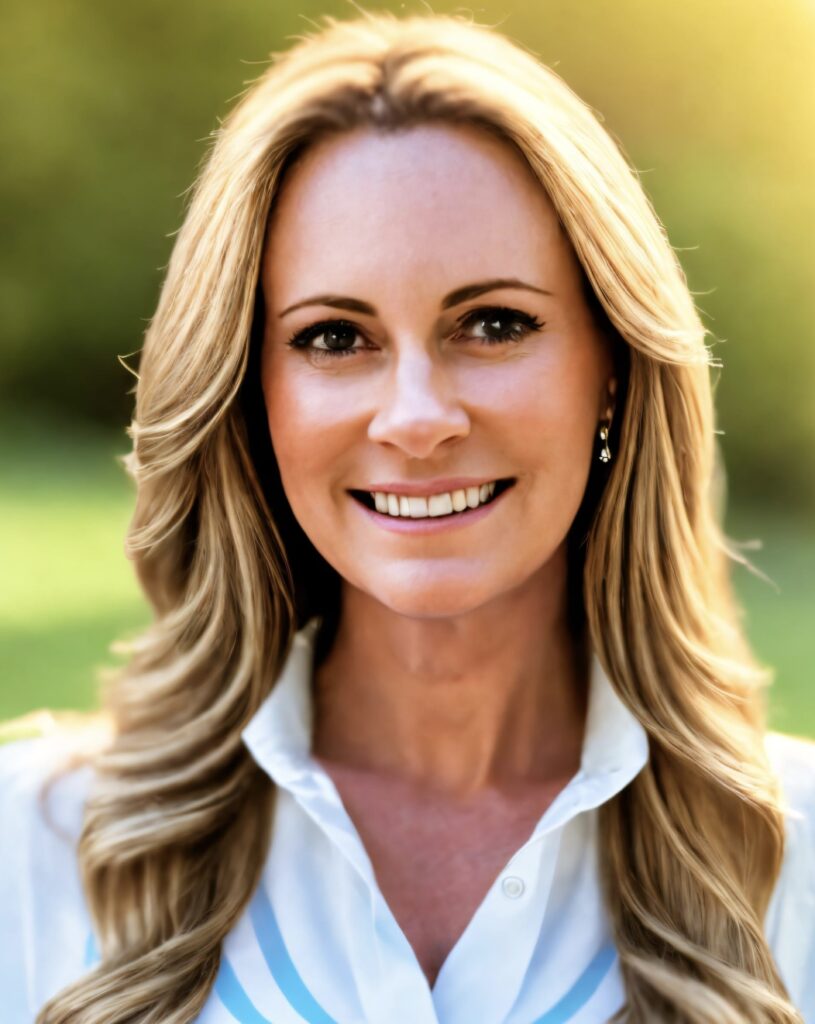 Picture of Danielle Devine with white blouse